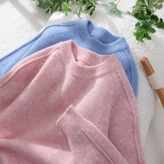 厳選児童100% ウールニットの女の子が頭をかぶる鞍肩セーターの男の子がだるくてゆるい上着を着ている