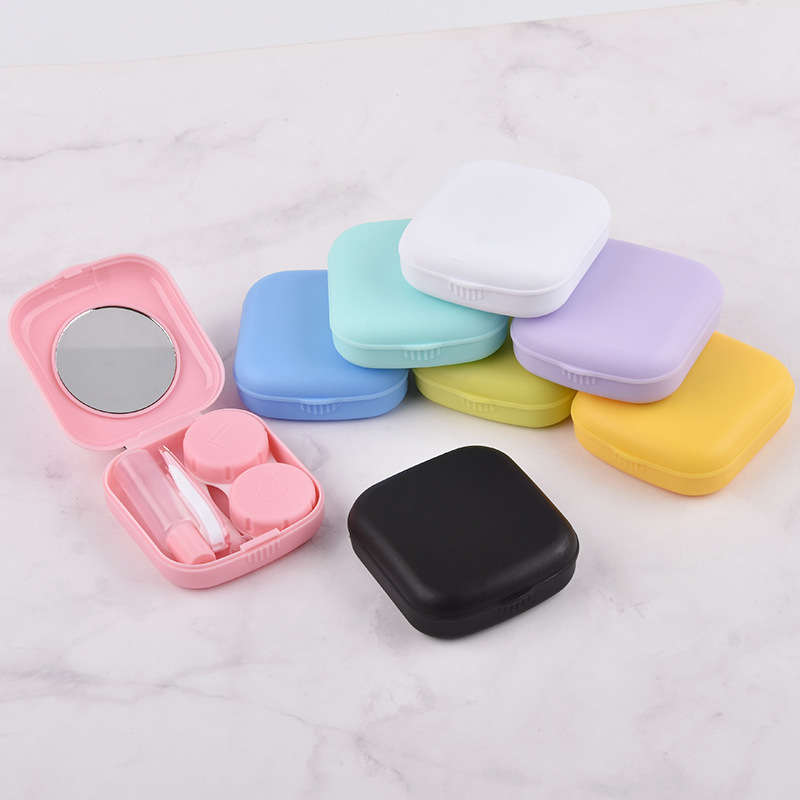 New Fresh Mini Easy to Carry DIY Glossy Frosted Candy Color Contact Lens Case