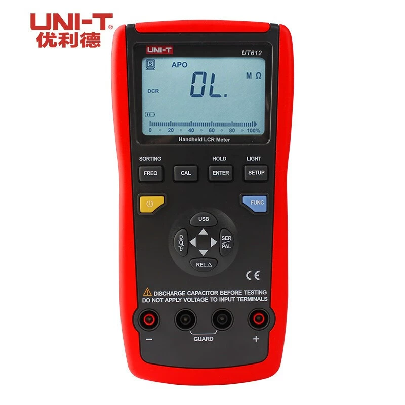 UNI-T Unilide ручной автоматический диапазон LCR цифровой мостовой измеритель сопротивления, индуктивности, емкости UT611/2