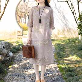 改良旗袍有内衬连衣裙新款女夏天大码胖妹妹显瘦遮肉a字裙子
