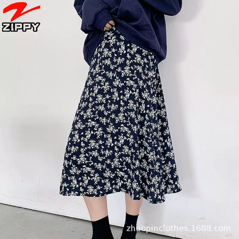 卓品服饰定制韩版女春季高腰显瘦碎花半身裙A字休闲长裙跨境热销
