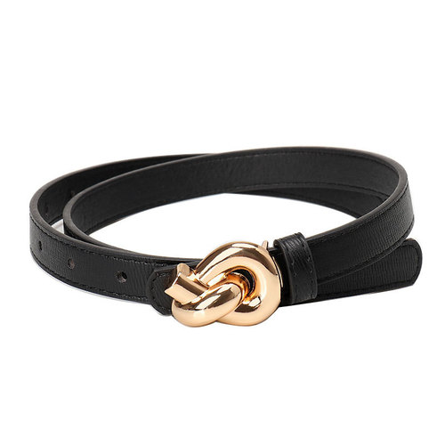 Stylish European and American-style high-end belt for women: alloy snap-button knotted waistband, decorative design for dresses, ladies' leather belt