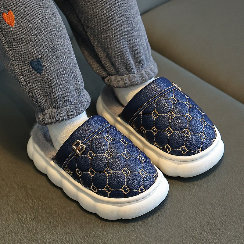 Детские тапочки родитель-ребенок дома мягкое дно плюс бархат утолщенный противоскользящий теплый зимой