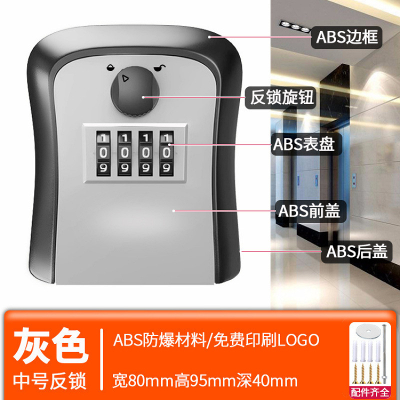 Decoración de la puerta de la caja de llaves de contraseña sitio de construcción temporal alojamiento residencial sin agujeros perforados en la puerta de entrada de la casa para poner llaves en la caja de cerradura doméstica