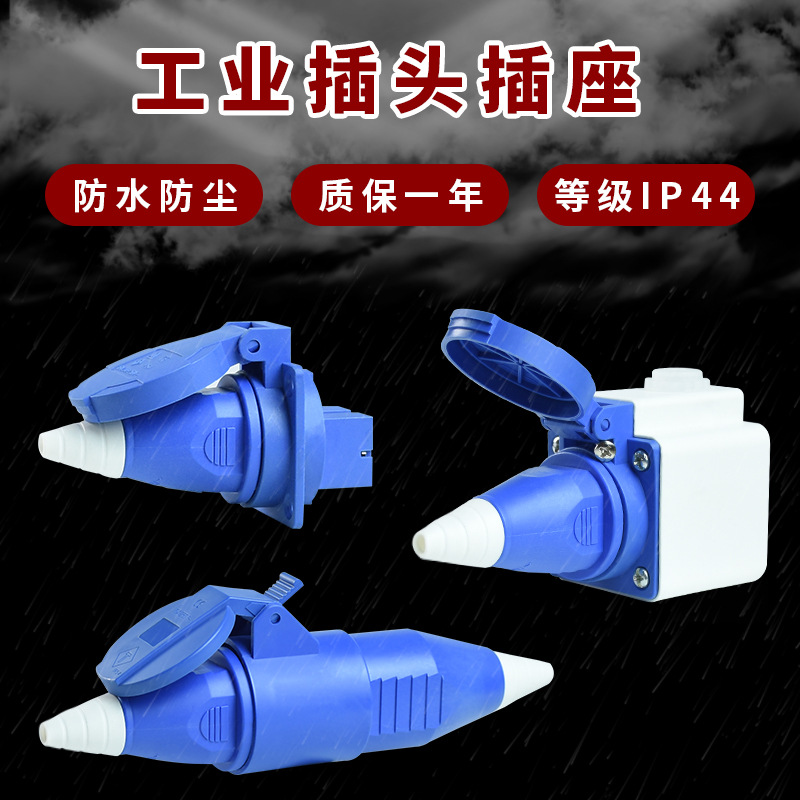 ZDCEE European two-pole industrial plug and socket waterproof connector 2-core 10A for generator 220V two-hole connection