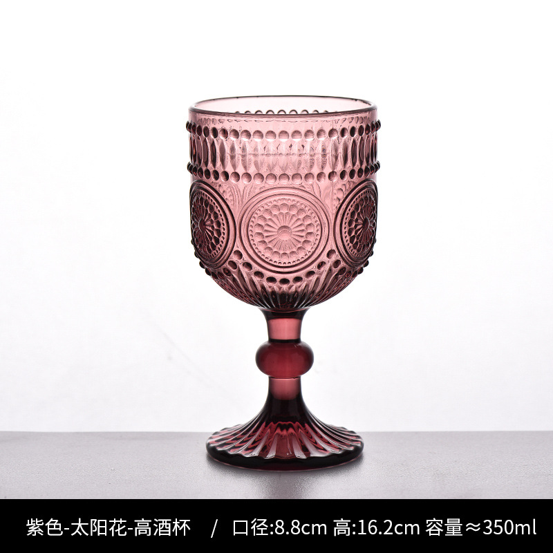 Copa de rayas verticales de vidrio retro europeo, copa de vino tinto, copa de postre alto de helado, copa de vino de frutas de uva de champán casero