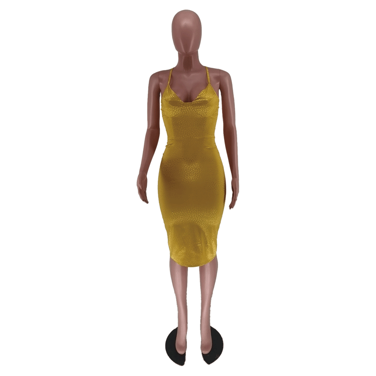 Abito sexy da donna con scollo a V profondo e vita alta_voghion.com