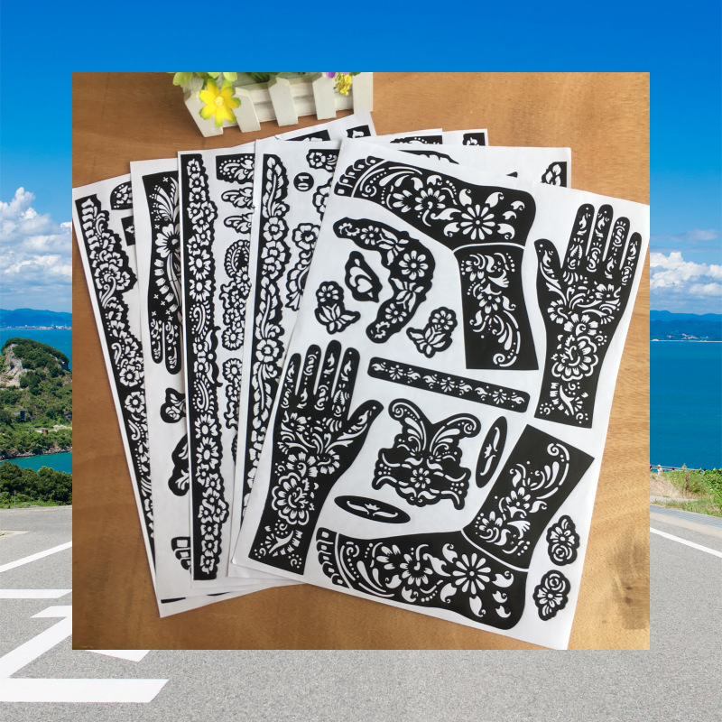 Indian Hina tattoo big picture template temporary tattoo hand and foot spray painting tool painted herbal juice tattoo sticker
