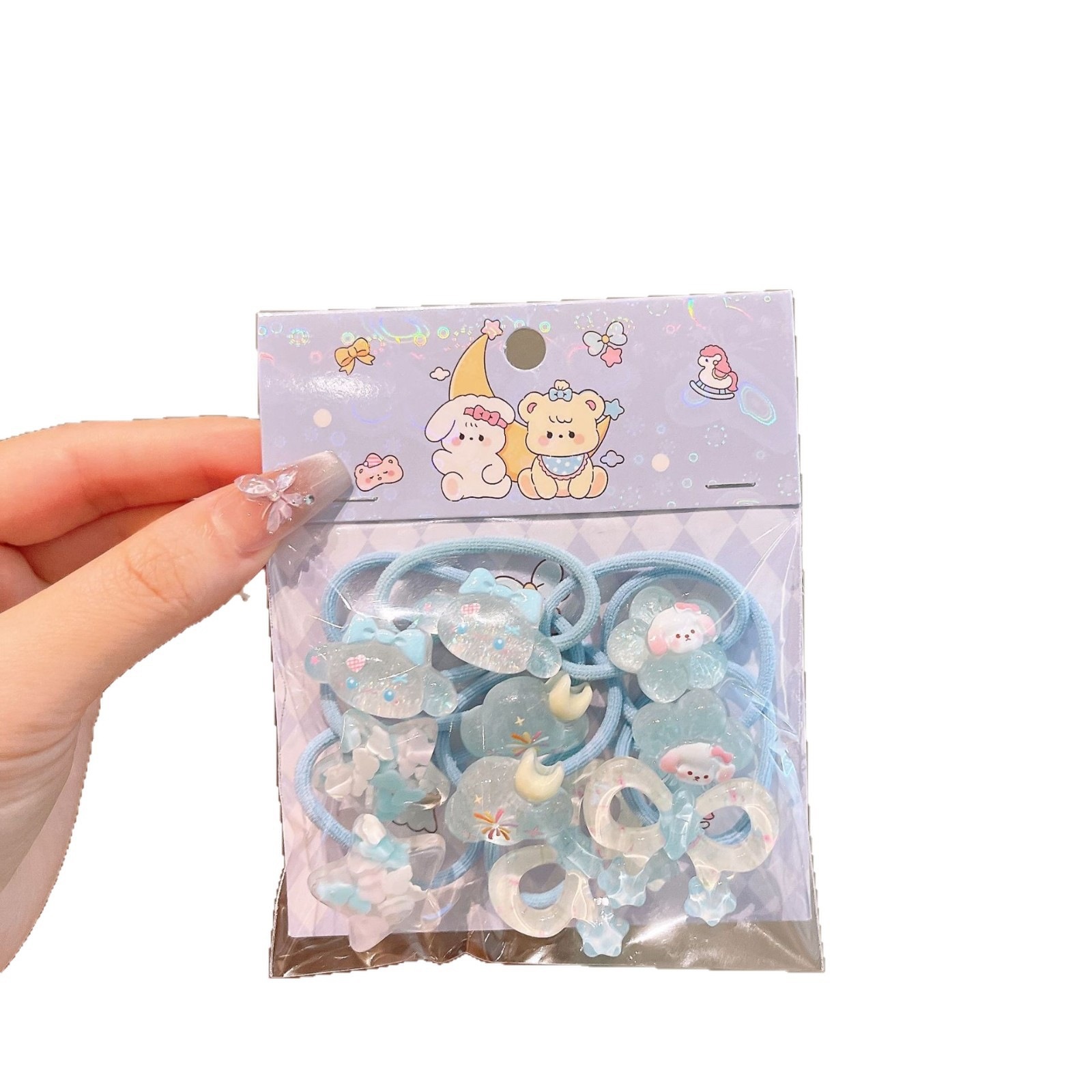 Anillo de pelo de pulgar de dibujos animados para niños, cabello de bebé, cabello de bebé, correa de cabello de alta elasticidad, banda de cabello no lesionada