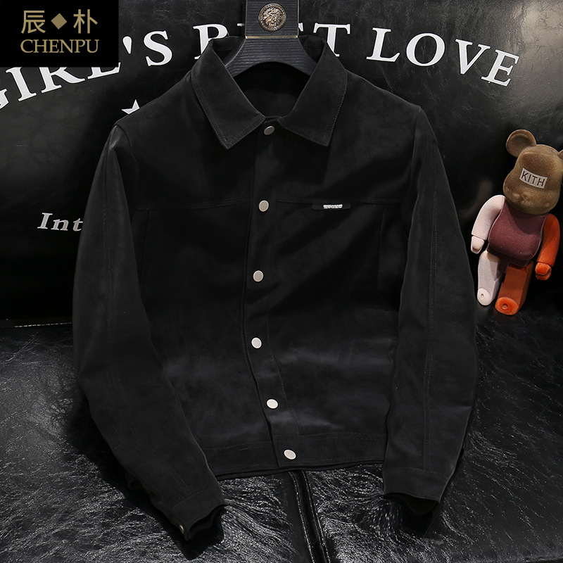 And Autumn , Rascal Handsome Trendy Brand 2024 New Style, High Grade, Collar, Suede Leather Spring Clothes, Men's_voghion.com