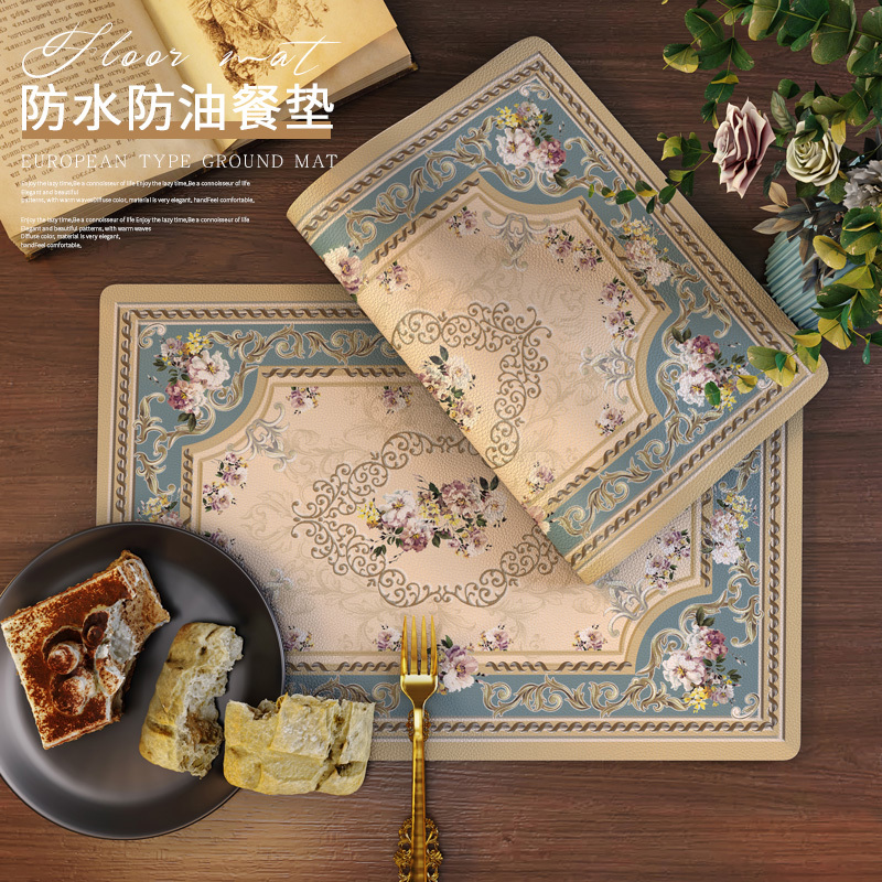 European Style Placemat High-grade Light Luxury Heat Insulation Mat Waterproof Oil-proof Hot-proof Placemat American Style Leather Table Mat