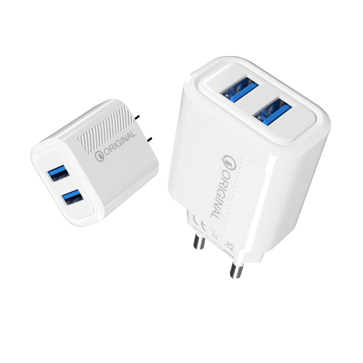 Двойной USB многопорт зарядное устройство для мобильного телефона 2.4A быстрая вставка, питание через заголовок 2U настенное зарядное устройство европейская и американская оптовая торговля