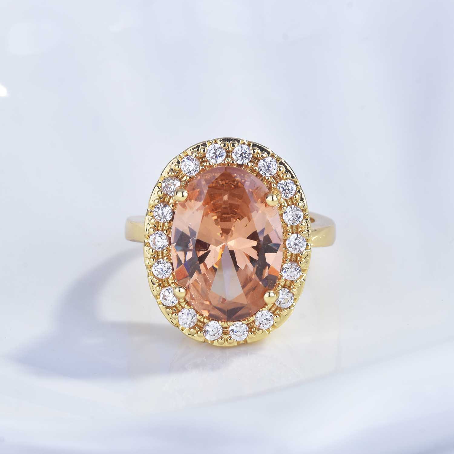 Live Broadcast New Big Carat Colored Gems Ring Internet Celebrity Same Style Plated 18k Luxury Full Diamond Imitation Morgan Stone Open Ring display picture 4