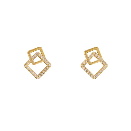 Japanese and Korean spring and summer new style simple silver needle high-end square geometric personality earrings versatile temperament earrings for women