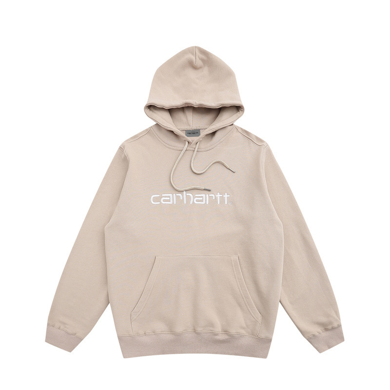 Carhartt Classic Letter Embroidery Casual Sports Loose Hooded Sweatshirt for Men and Women Couples Trendy Brand