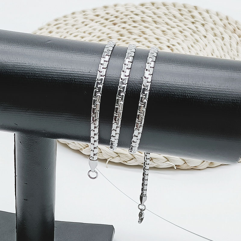 Stainless Steel Box Chain Necklace Minimalist Square Link Chain_voghion.com