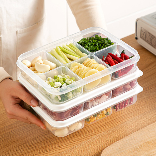 Sealed compartment kitchen food storage box transparent food-grade vegetable frozen meat repackaging refrigerator storage box