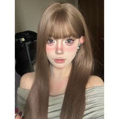 元泱【kuku公主】假发纯欲显白长直发亚麻色假发女款全头套女
