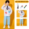 Shirt, blue trousers, rainbow tie, headband