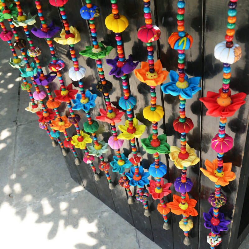 No-Punch Handmade Fabric Door Curtain for Home Partition, Hanging Curtain, Half Curtain, Cute Flower Door Curtain, Animal Door Curtain