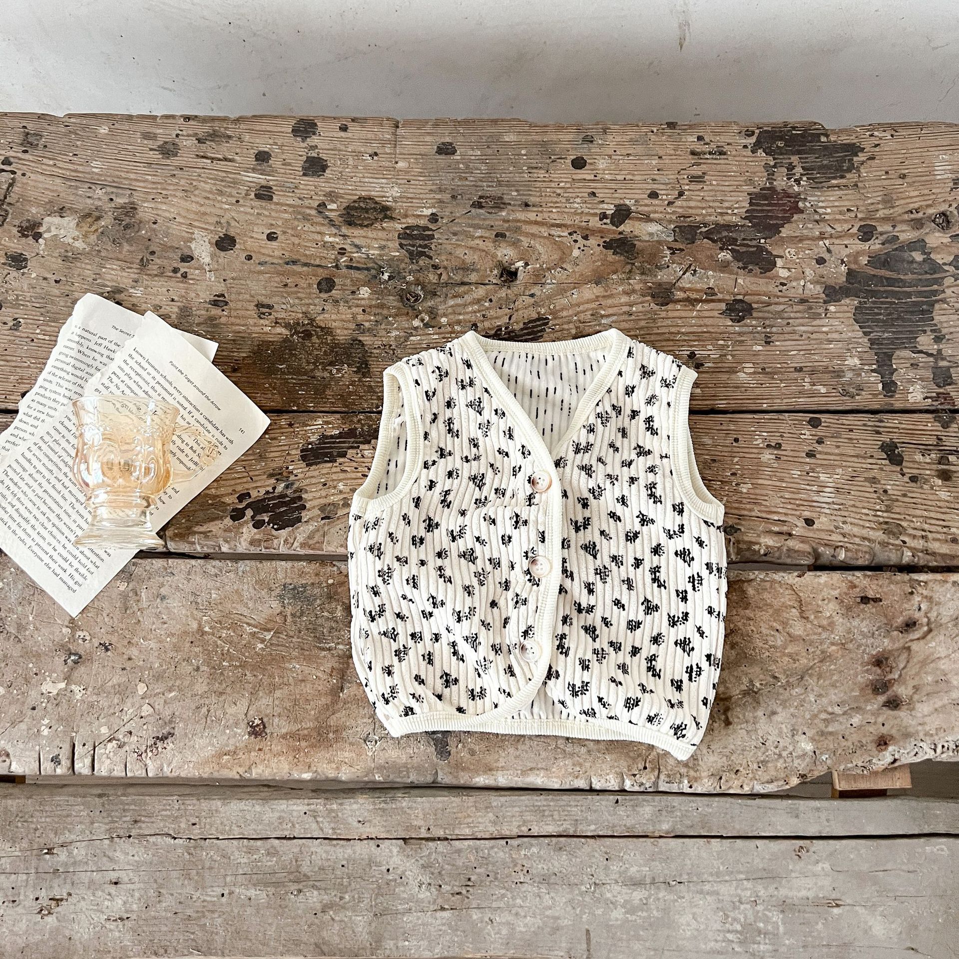 Otoño ins2023 estilo coreano todo partido pit PANA cardigan chaleco PANA impreso cardigan para niños y niñas