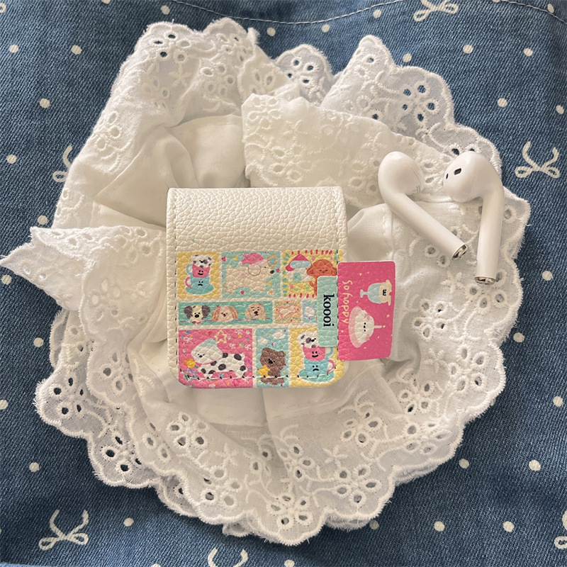 Rosé perrito empalme para Airpods pro2 Apple Bluetooth inalámbrico 2 auriculares 3 generación encantadora cubierta de flip