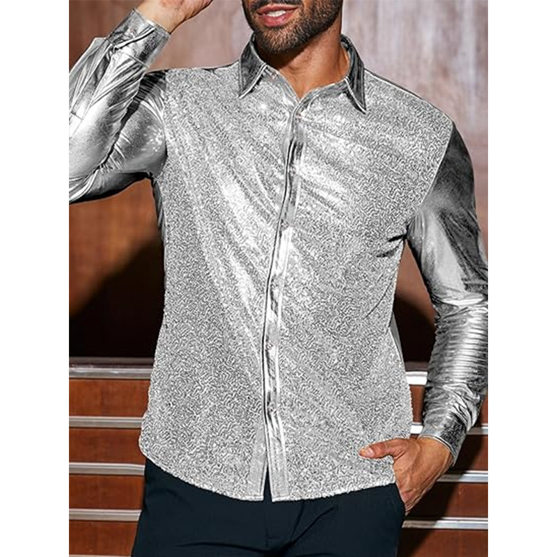 nightclub dress shirts Amazon.com: Barry.Wang Men's Disco Dress Shirt Long Sleeve Nightclub Mexico Paisley Floral Shirts Metallic Gothic Gold Button Down Shirt : Clothing, Shoes & Jewelry