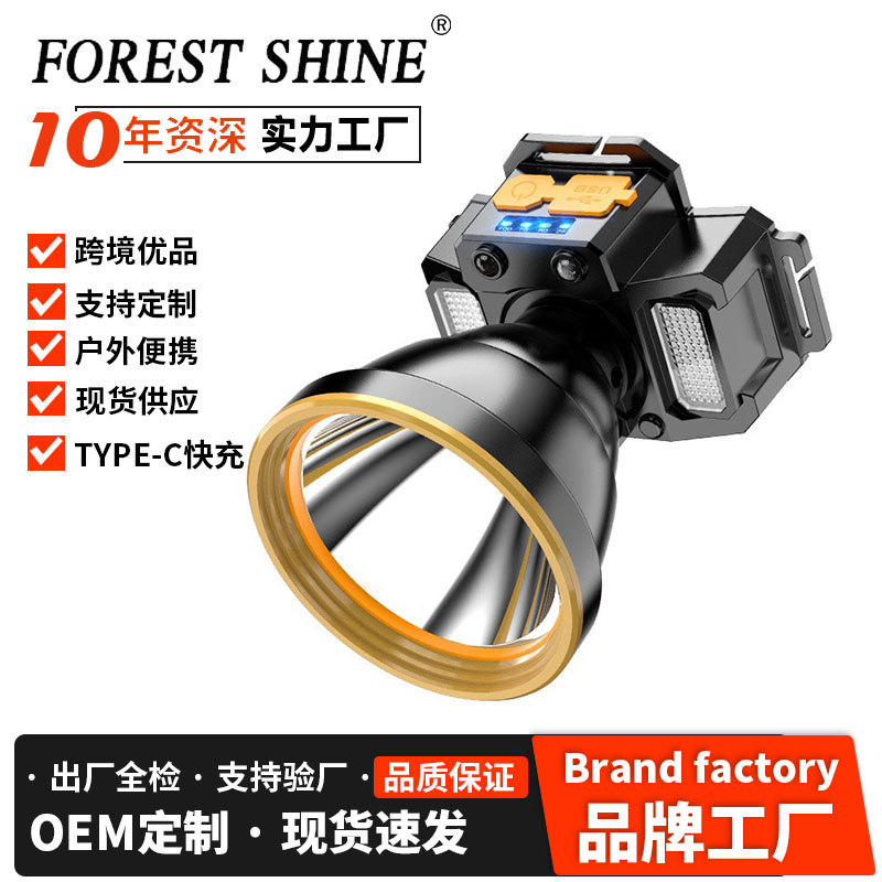 Nuevo faro transfronterizo al aire libre led luz de cabeza brillante larga duración luz de emergencia de alta potencia luz de pesca portátil