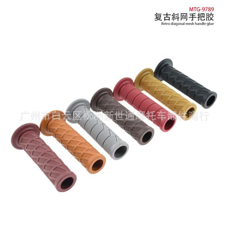 复古机车手把胶斜网 CG125 哈雷太子摩托车改装通用油门握把胶套