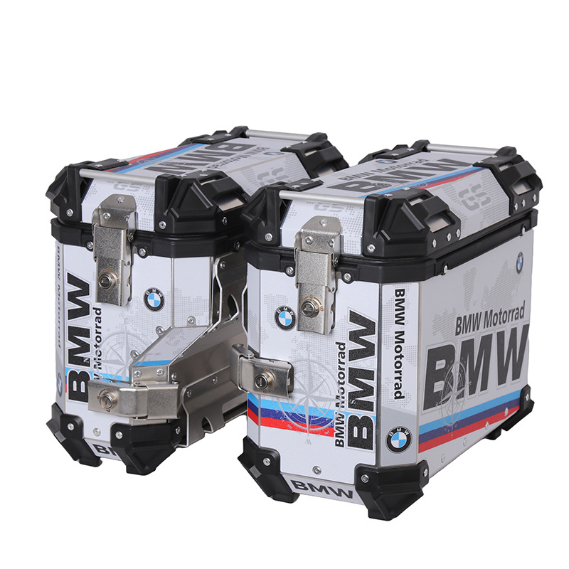 38L Left Exhaust Side Box Motorcycle Universal Aluminum Alloy 45L Tail Box Waterproof Three-Box Anti-Theft Travel Storage Box