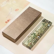 镇尺水晶玻璃镇纸压书书法压纸石千里江山图文房四宝毛笔压纸摆件