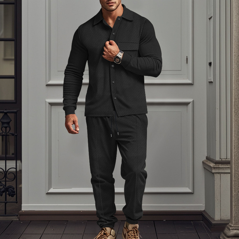 Men's Clothing jacket lapel heavy jacquard trousers suit casual men's jacket_voghion.com
