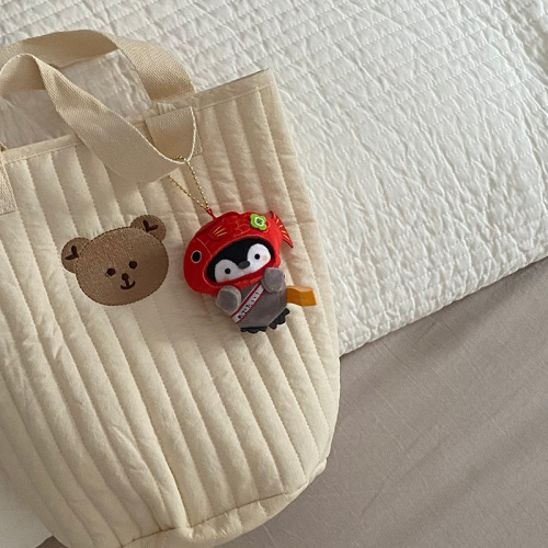 Japanese positive energy penguin koi lucky plush doll keychain cute good luck keychain bag pendant new year