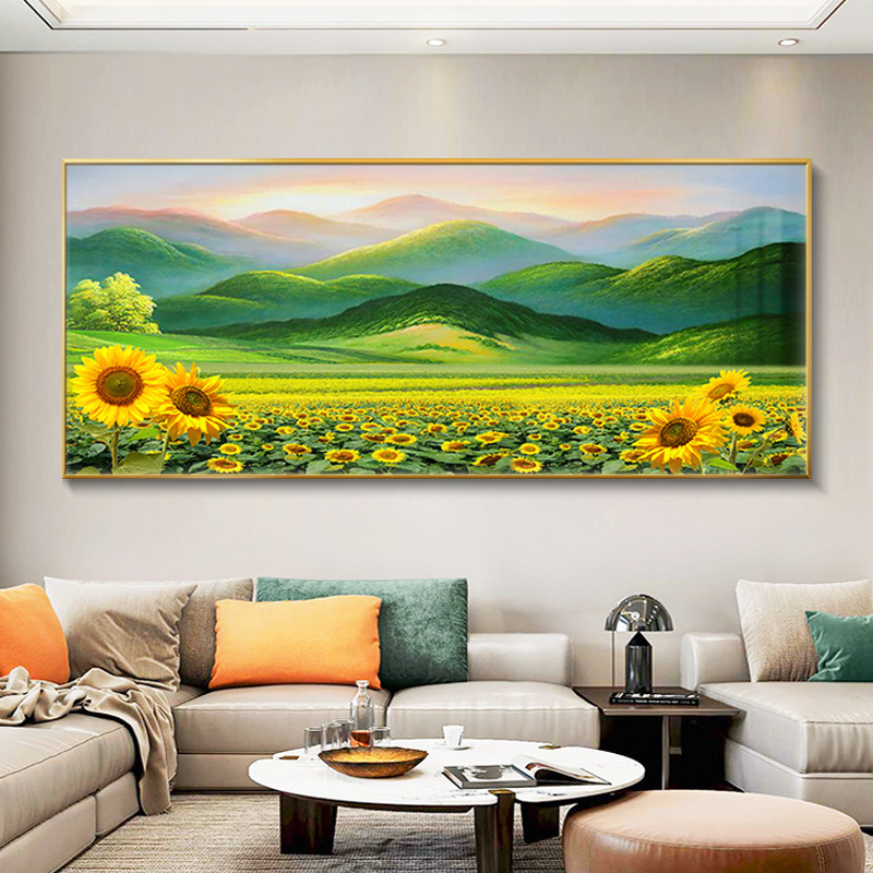 Giant Mountain Living Room Decorative Painting Modern Simple Sofa Background Wall Banner Hanging Painting Sunflower Landscape Restaurant Mural Giant Mountain Living Room Decorative Painting Modern Simple Sofa Background Wall Banner Hanging Painting Sunflower Landscape Restaurant Mural