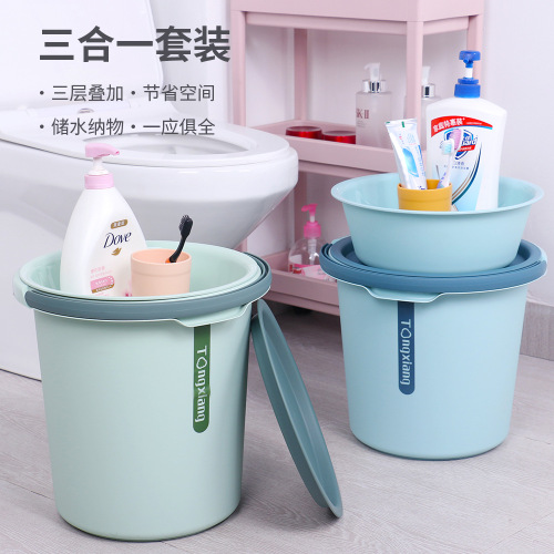 Thickened Handheld Water Storage Bucket Household Large Rectangular Plastic Small Square Dorm Laundry Bucket Foot Bath Bucket Household