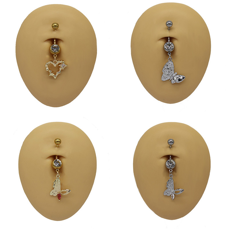 Navel Belly Button Ring With Butterfly Pendant Piercing Jewelry_voghion.com