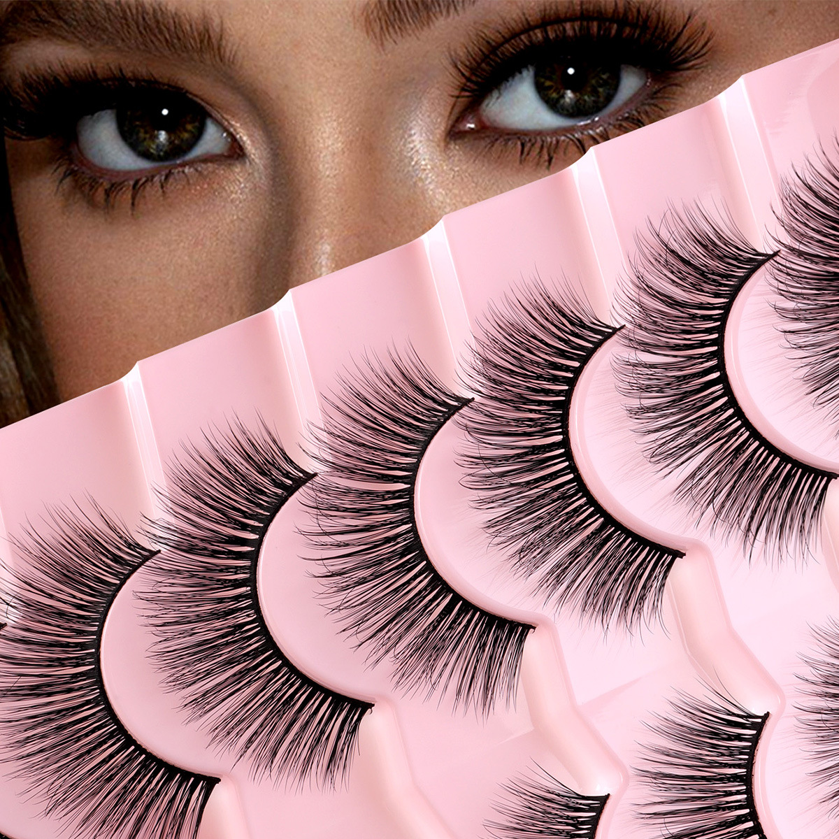 Siete pares de explosión de fibra química falsa pestañas visón multicapa densa 3D desordenada pestañas fluffy ojo Xiyingsh