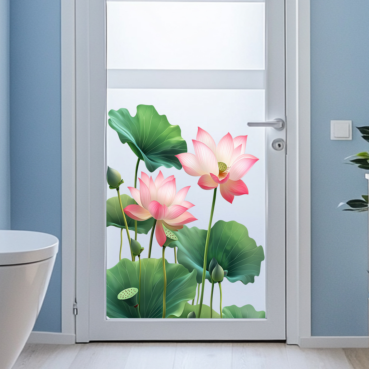 Cross-Border Temu Amazon Hot-Selling Ad6226 Simulated Lotus Glass Sticker Flower Pendant Entrance Bedroom Wall Sticker