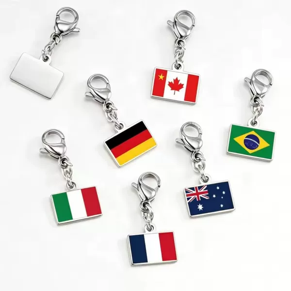 Customizable national and regional flag pendants for DIY jewelry making, including bracelets, necklaces, and other stainless steel fashion accessories