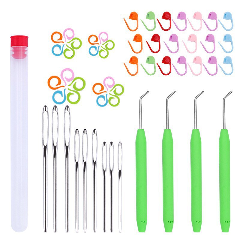 Transfronterizo 10 cuadrículas 120 piezas de plástico en caja pequeños alfileres, marcas, hebillas, suéteres, herramientas de tejido, materiales de bricolaje