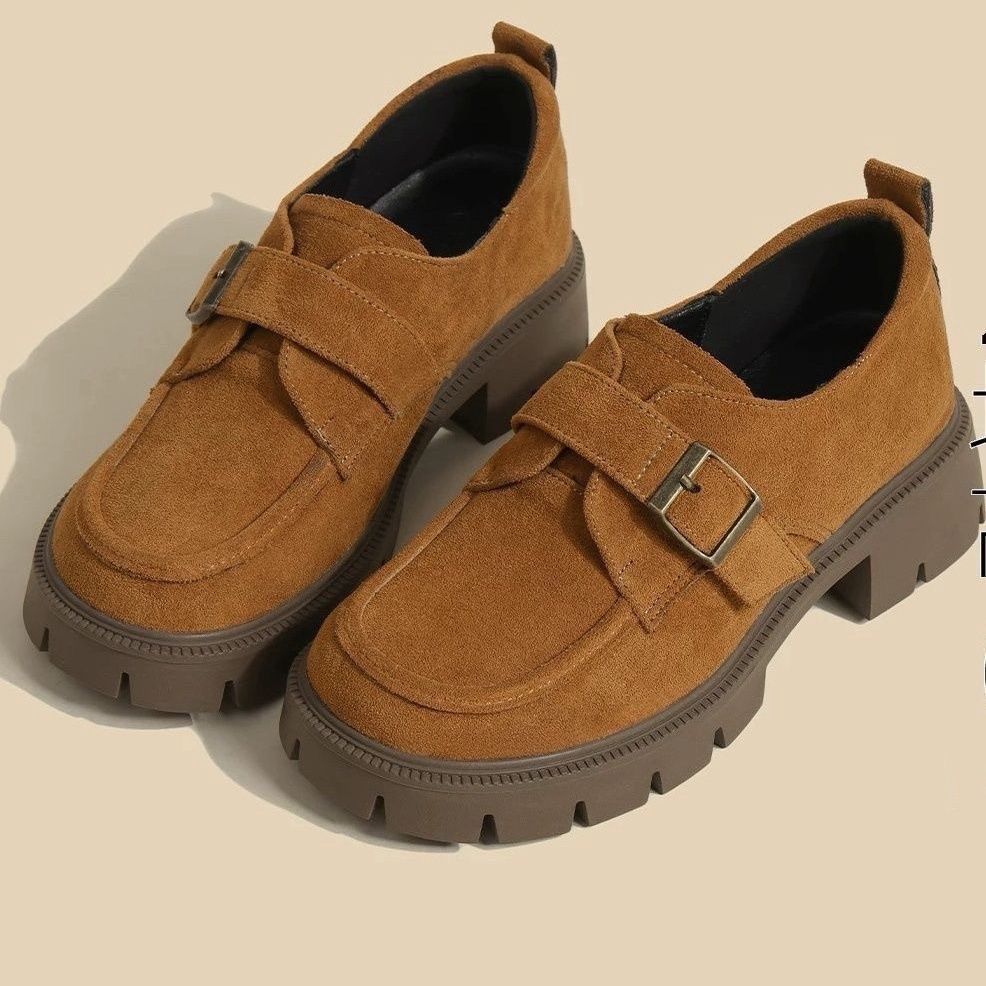 复古厚底增高鞋子女厚底新款英伦皮鞋乐福鞋通勤小码单鞋搭扣其它