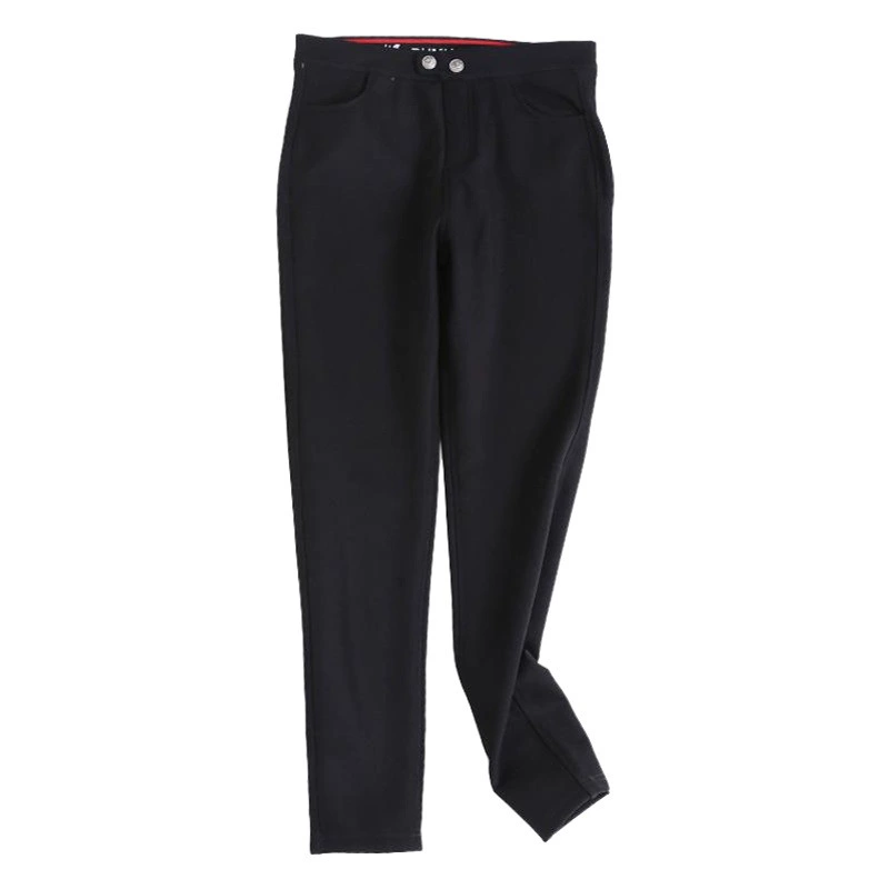 2020 осенне-зимняя одежда, новые утолщенные маленькие брюки на флисовой подкладке, увлажняющие брюки, кожаные узкие брюки с защитой от высыхания для полных девочек, высокие эластичные маленькие черные брюки 9001