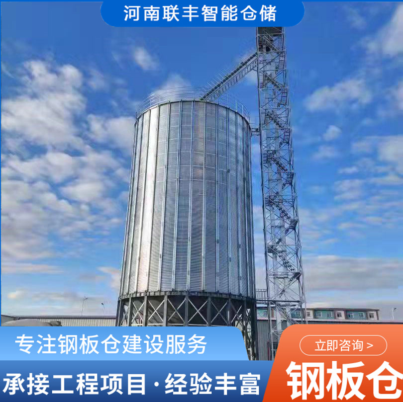 500吨的粮食钢板仓 生产粮仓的厂家联丰立式圆筒粮仓