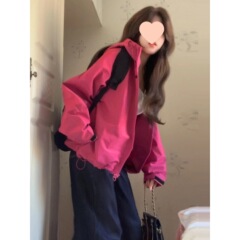 玫红色冲锋衣外套女款2025新款夏季巨好看防晒衣美式休闲登山服秋