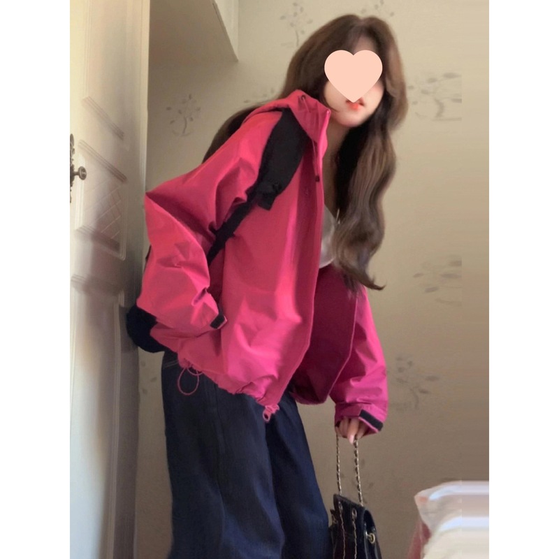 玫红色冲锋衣外套女款2025新款夏季巨好看防晒衣美式休闲登山服秋|undefined