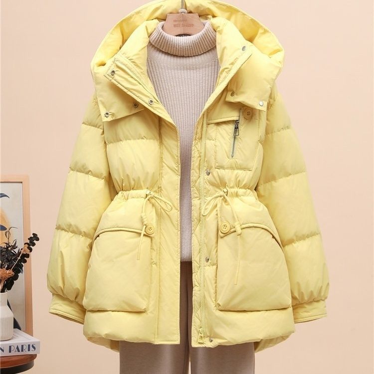 Women's Mid-Length down Jacket Winter 2025 New Style Zipper Fashion Waist Slimming Petite Coat Thickened Duck down
