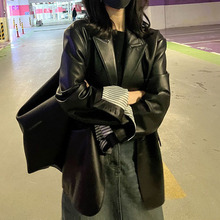 网红同款｜看电影西装皮衣｜时尚翻领皮衣女2025早春新款真皮外套