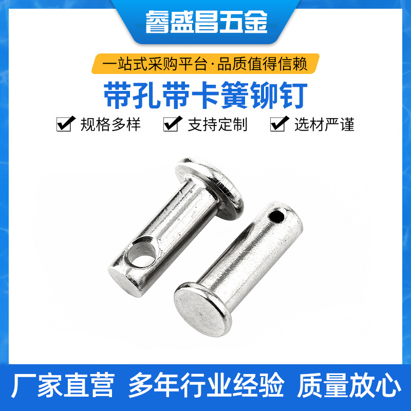 带孔带卡簧铆钉 铁白锌 按图做现货实心铆钉