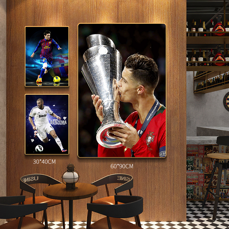 Estrellas del fútbol decoración Ronaldo fondo póster de pared deportivo Lotería mural Copa del Mundo Colgar pintura Euro 2024
