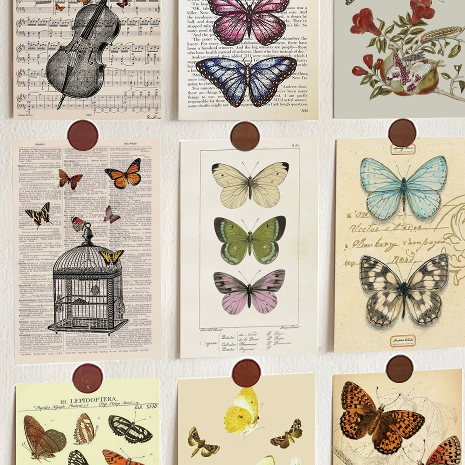 10 шт. Ретро бабочка декоративная живопись карта ниша искусство ins стиль аренда дома ремонт дома Украшение стен дома